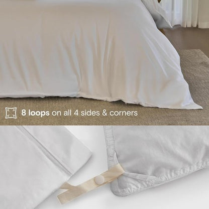 DOZ Duvet Cover Set - Buttery Soft Bamboo Viscose | Cooling & Organically Grown | 90"x90" (Snow, Full/Queen)