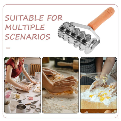 UPKOCH Wooden Handle Stainless Steel Pastry Cutter 8-Inch Dough Cutting Tool for Pizza Pie Crust Bread and Puff Pastry Baking