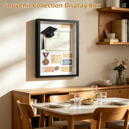 11x14 Shadow Box - Deep Picture Frame with Shatter-Resistant Panel for Wall Decor | 3D Display Case for Military Medals,Flowers,Photos and Crafts | Easy to Open & Ready to Hang Gift (Black)