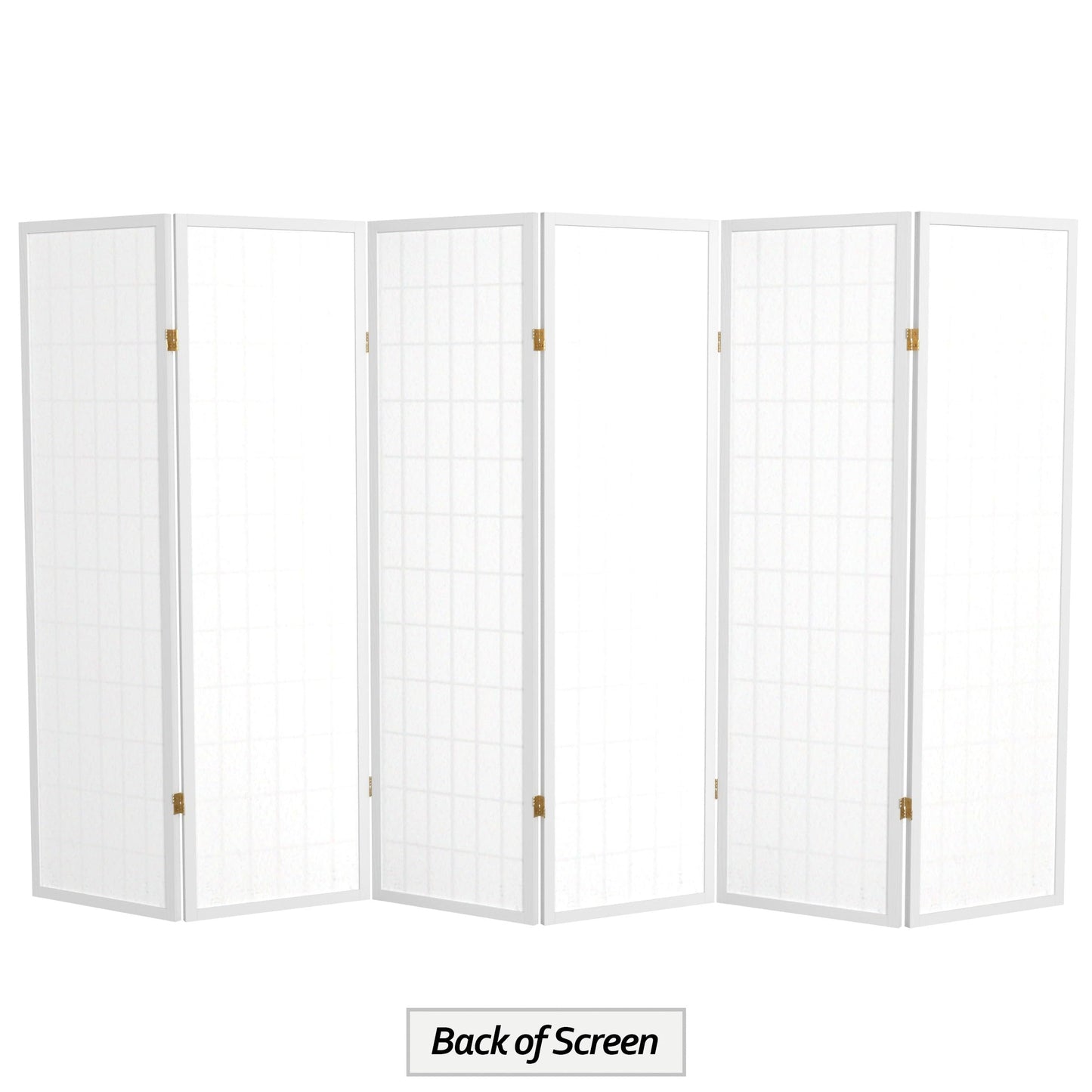Red Lantern 5 ft. Tall Window Pane Shoji Screen - White - 6 Panels