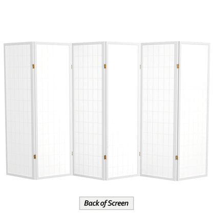 Red Lantern 5 ft. Tall Window Pane Shoji Screen - White - 6 Panels