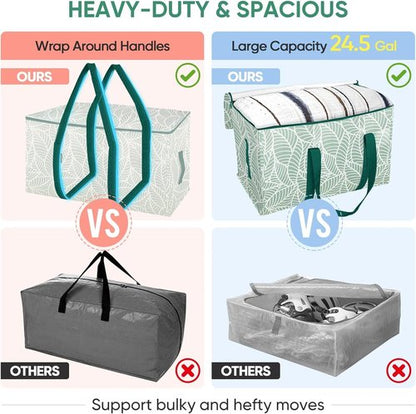 BALEINE 6-Pack Heavy-Duty Moving Bags - Oversized Storage Totes with Reinforced Handles (Antique Folidage)