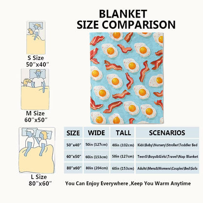 VODRM Bacon and Egg Blanket Fun Food Throw Blankets,Gifts for Kids Woman Girls & Breakfast Lovers,Lightweight Soft Fleece,for Sofa Couch Bed Room Modern Decor 50x60in