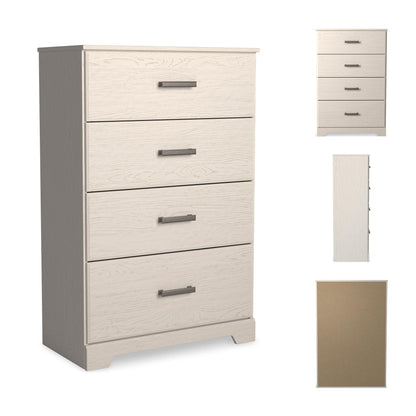 Signature Design by Ashley Stelsie Tall Dresser, White Chest with Four Smooth‑Gliding Drawers, Storage Furniture for Bedroom or Closet, 30.24" W x 46.34" H