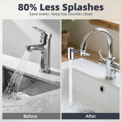 U Shaped Faucet Extender, Universal 360° Rotatable Faucet Aerator Extension Reduces Water Splatter, 1080° Rotating 2-Mode Adjustable for Bathroom Sink/Kitchen (2P)