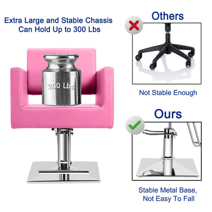 Hairdresser Barber Salon Chair,Capacity 330 Lbs - with Heavy Duty Hydraulic Pump, 360° Swivel Adjustable Spa Beauty Equipment, Hair Stylist Women Man for Barbershop,Home Hairdresser Hydraulic (Pink)