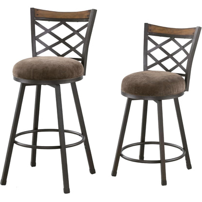 KORZEY Swivel Bar Stools Set of 4, 25/30 Inch Adjustable Black PU Leather Bar Chair with Black Frame, Mid-Century Upholstered Counter Barstools with Backs