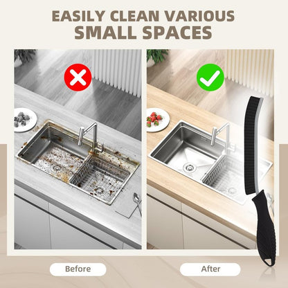 SXhyf Hard Bristle Crevice Cleaning Brush - Multifunctional Gap Cleaning Brush, Bathroom Cleaning Tools, Grout Brush, Crevice Cleaning Supplies for Household Use, Kitchen, Window, Vehicle (3, Black)
