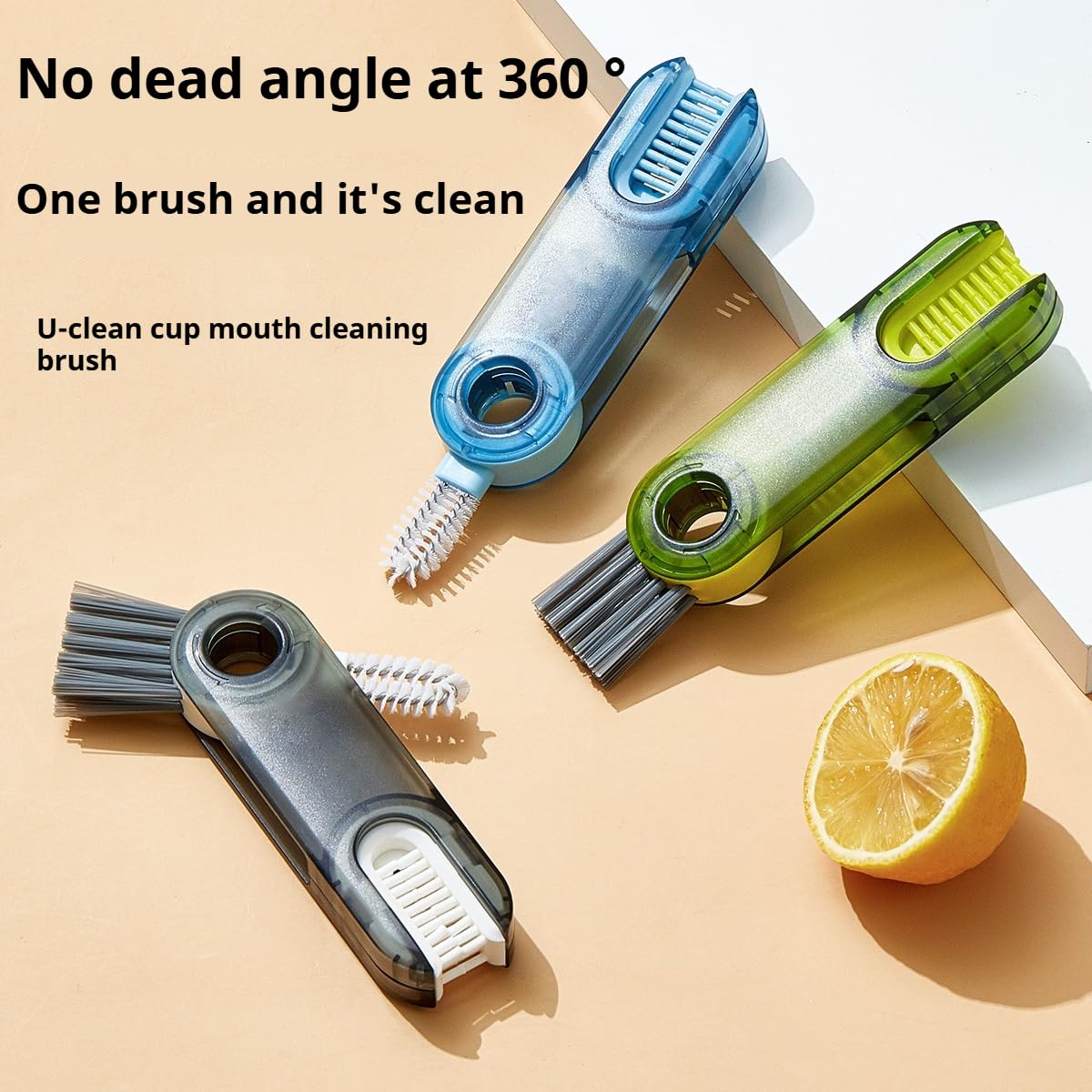 Zenqvox 3-in-1 Cup Lid Cleaning Brush(3Pcs, Blue)-Multifunctional Bottle Gap Cleaner Tool for Water Bottle, Lid Crevice, and Hard-to-Reach Spaces