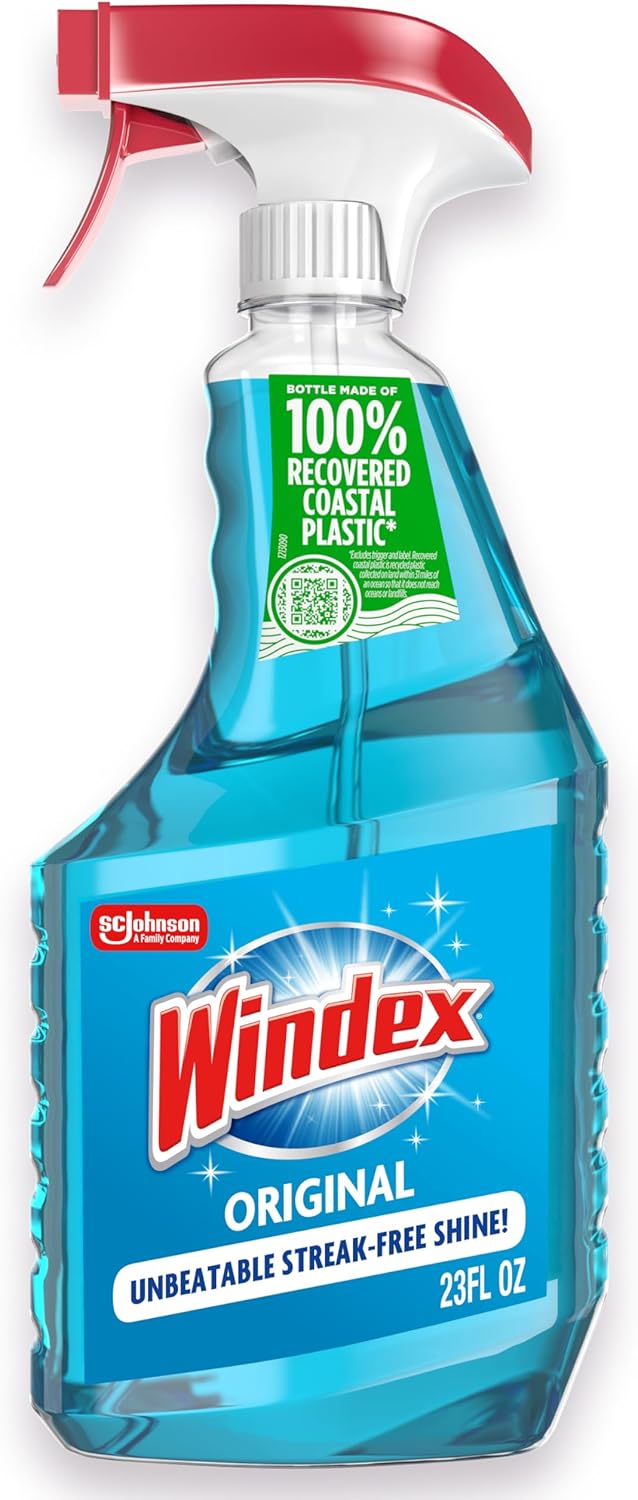 Windex Glass Cleaner Spray - Original Blue Scent, 23 Fl Oz | Leak-Proof Design for Effortless Cleaning