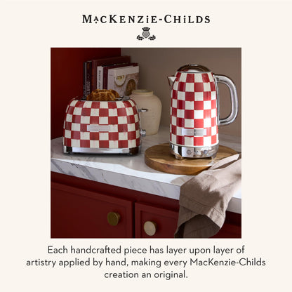 MACKENZIE-CHILDS 2-Slice Toaster, Decorative Toaster for Kitchen, Red-and-White Cherry Check