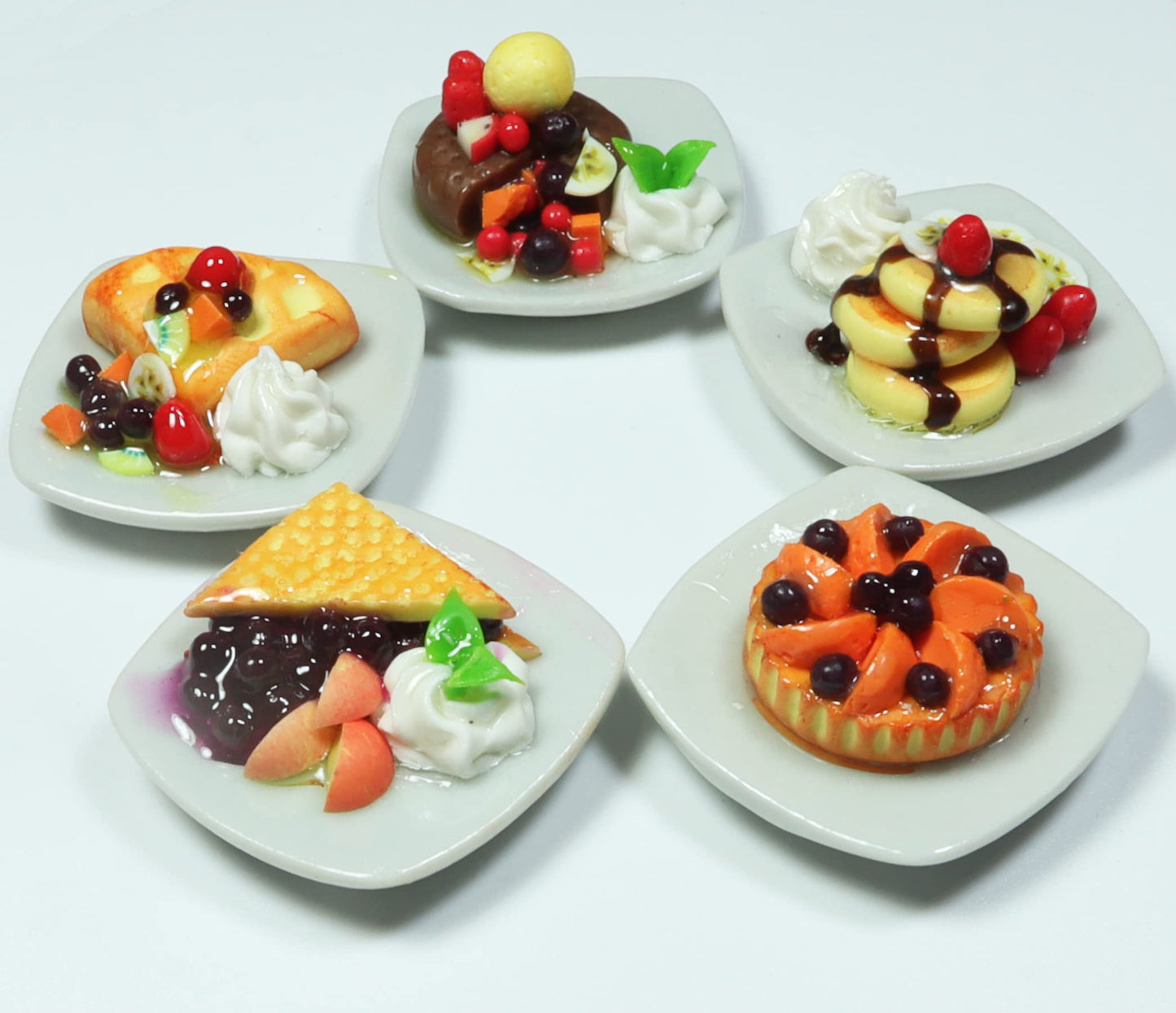 ThaiHonest 5 Dollhouse Miniatures Pancake, Pie and Waffles Food Supply Handcrafted,Tiny Food