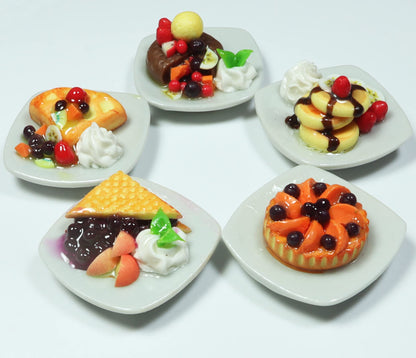 ThaiHonest 5 Dollhouse Miniatures Pancake, Pie and Waffles Food Supply Handcrafted,Tiny Food