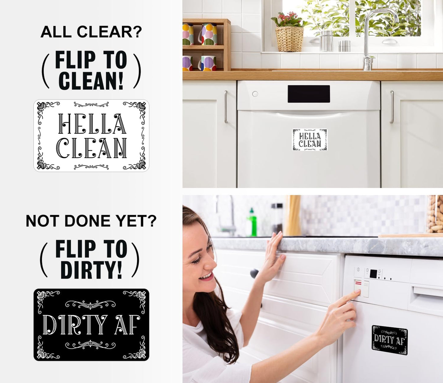 Funny Clean Dirty Dishwasher Magnet, Double Sided Kitchen Reversible Sign, Apartment Kitchen Accessories Decor Magnet