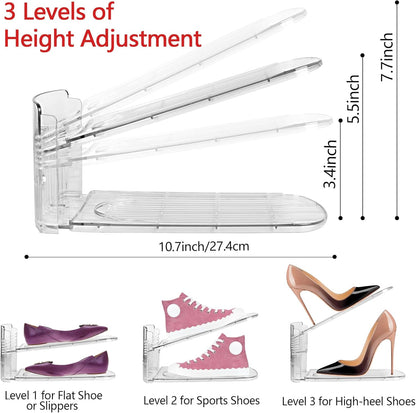 Yes!Fresh Closet 3 4 Pack) Shoe Slots Organizer, Boutique Display Style Shoe Stacker for A Pair of Shoes, Separable