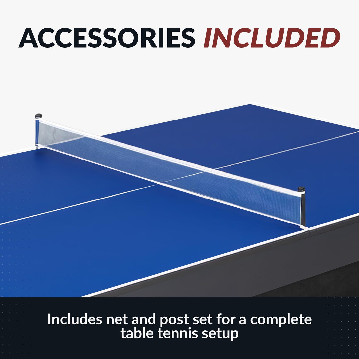 Hathaway 9 ft Quick Set Table Tennis Conversion Top – Regulation Sized, Foldable, Durable Engineered Surface, Protection Pads – Indoor Ping Pong Table Topper for Pool Table w/Net & Posts – Blue