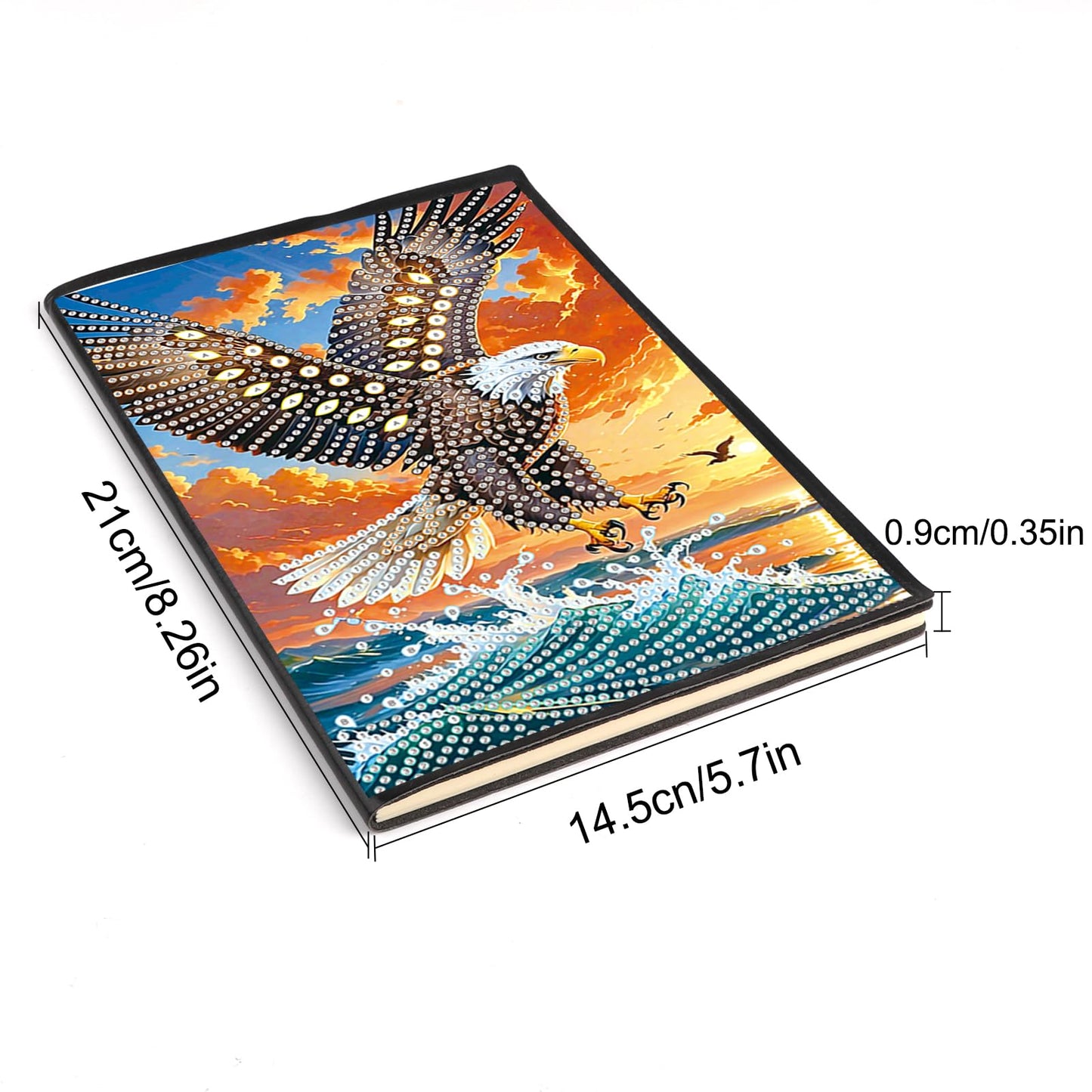 JISHSHAY Eagle Diamond Painting Notebook Journal Eagle Diamond Art Note Book Animal Gem Art Sketchbook Mosaic Kits for Adults Diary Gem Painting Leather Journal with Special Shaped Drills 5.7×8.26in