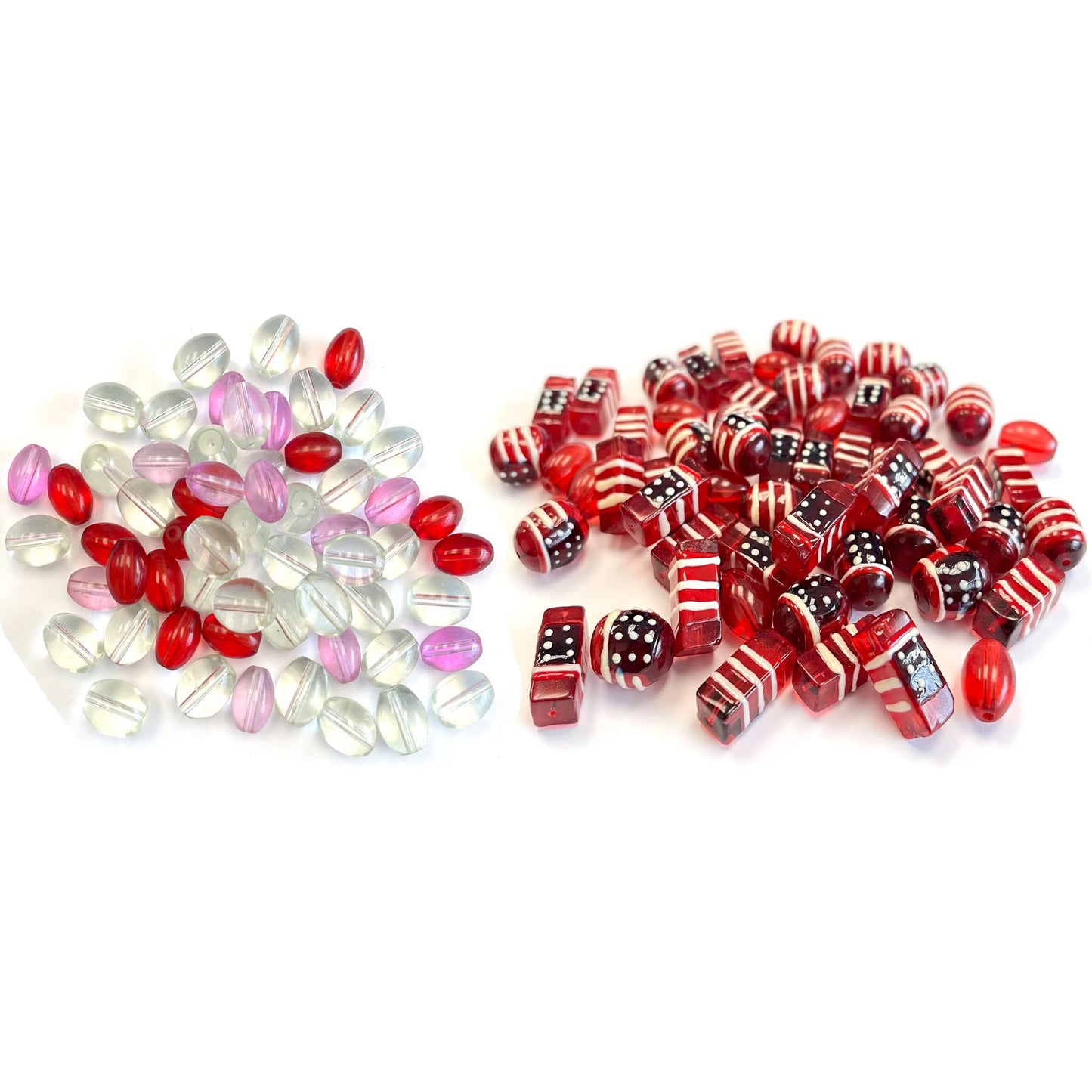 Linpeng Glass Beads Bulk for Bracelet Making, DIY Jewelry Supplies, Holiday Festival Beads Assorted, Gift for Beader, 40 pcs (Americana)
