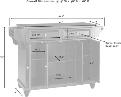 Crosley Furniture Cambridge Granite Top Rolling Kitchen Island Storage Cart, Microwave Stand, Spice Rack, Black