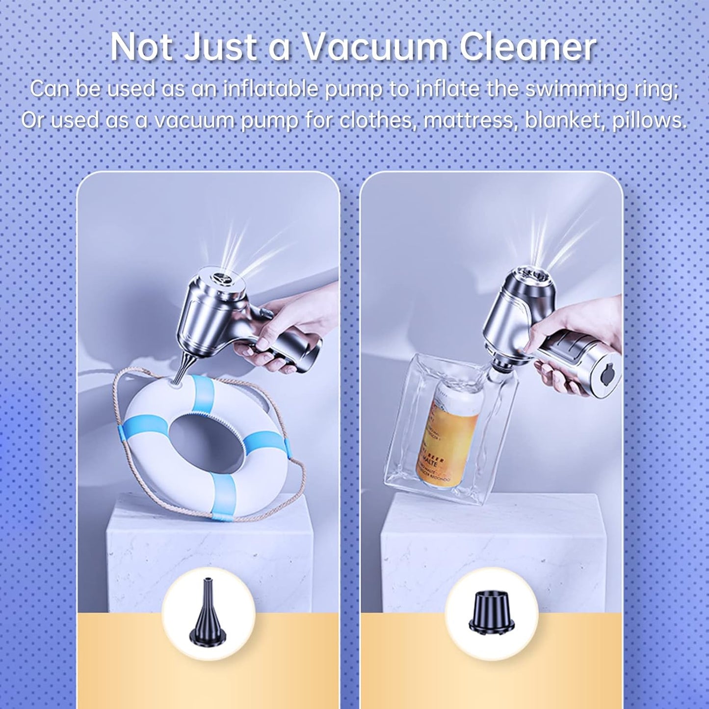 Cordless Handheld Car Vacuum Cleaner, 19000PA Rechargeable Mini Vacuum and Blower, 3-in-1 Powerful Suction, Washable