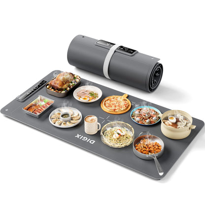 DIGIX Food Warming Mat Extra Large, XXL 36"x16", Warming Mat For Food, Food Warmer Chafing Dishes, Portable Food Warmers Trays for Parties Buffet, 4 Level Temp, 3 Timer Settings (Grey)