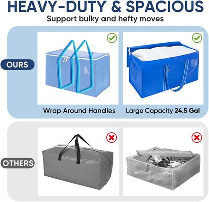 BALEINE Heavy-Duty Moving Bags - 6-Pack Oversized Storage Totes with Reinforced Handles | Royal Blue