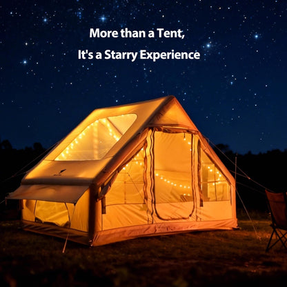 GEERTOP Large Inflatable Camping Tent with Stove Jack Instant Waterproof Blow Up Air Glamping Tent with Skylight for Family 4-6 Person 4 Season Outdoor Adventures