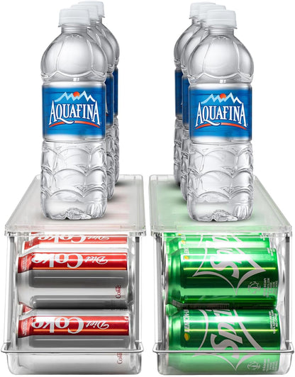 12 (4-Pack) Sorbus Soda Can Organizer for Refrigerator Stackable Can Dispenser with Lid for Fridge, Pantry, or Freezer
