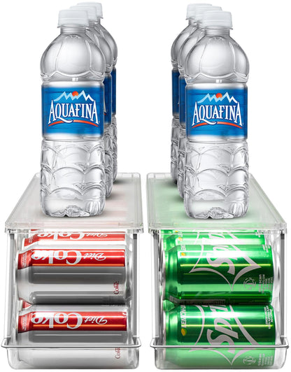 Sorbus Soda Can Organizer for Refrigerator Stackable Can Holder Dispenser with Lid for Fridge, Pantry, Freezer – Holds 12 Cans Each, BPA-Free, Clear Design, (2-Pack)