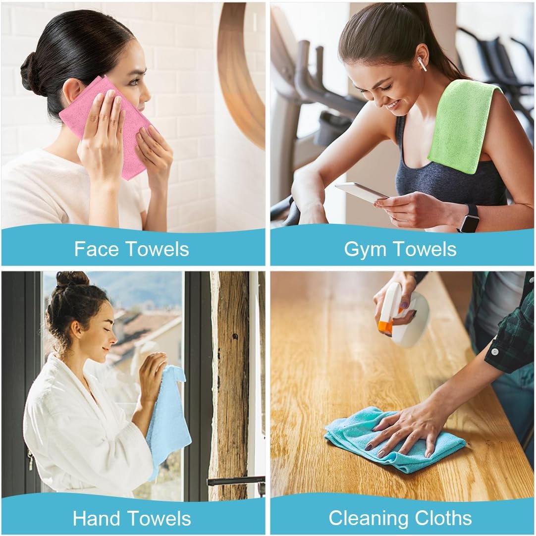 20 Pack 11.5x11.5 Inch, Orighty Washcloths, Microfiber Face Towels, Highly Absorbent and Soft Feel Wash Cloths & Hand