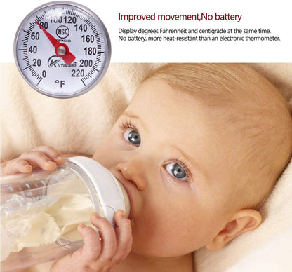 KT THERMO Instant Read 1-Inch Dial Thermometer (2-Pack), Best for Coffee Drinks, Chocolate Milk Foam