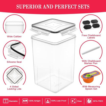 CEKEE Extra Large Food Storage Containers - Airtight Plastic Canisters (6.5L | 220 OZ | 2PCS) for Kitchen Pantry Organization
