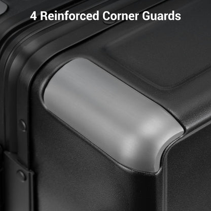 LEVEL8 Zipperless Carry On Suitcase Airline Approved with Aluminum Frame, Hard Shell Luggage with Spinner Wheels, Metal Travel Luggage, 20 Inch, Black