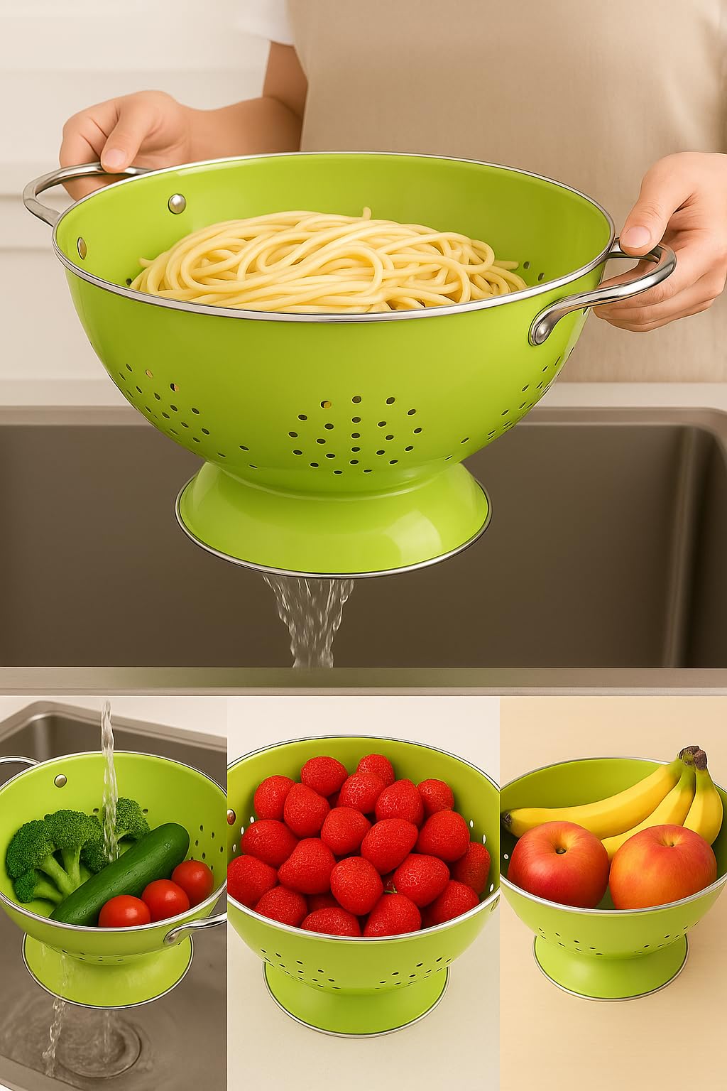 Calypso Basics by Reston Lloyd Powder Coated Enameled Colander, 5 Quart, Lemon