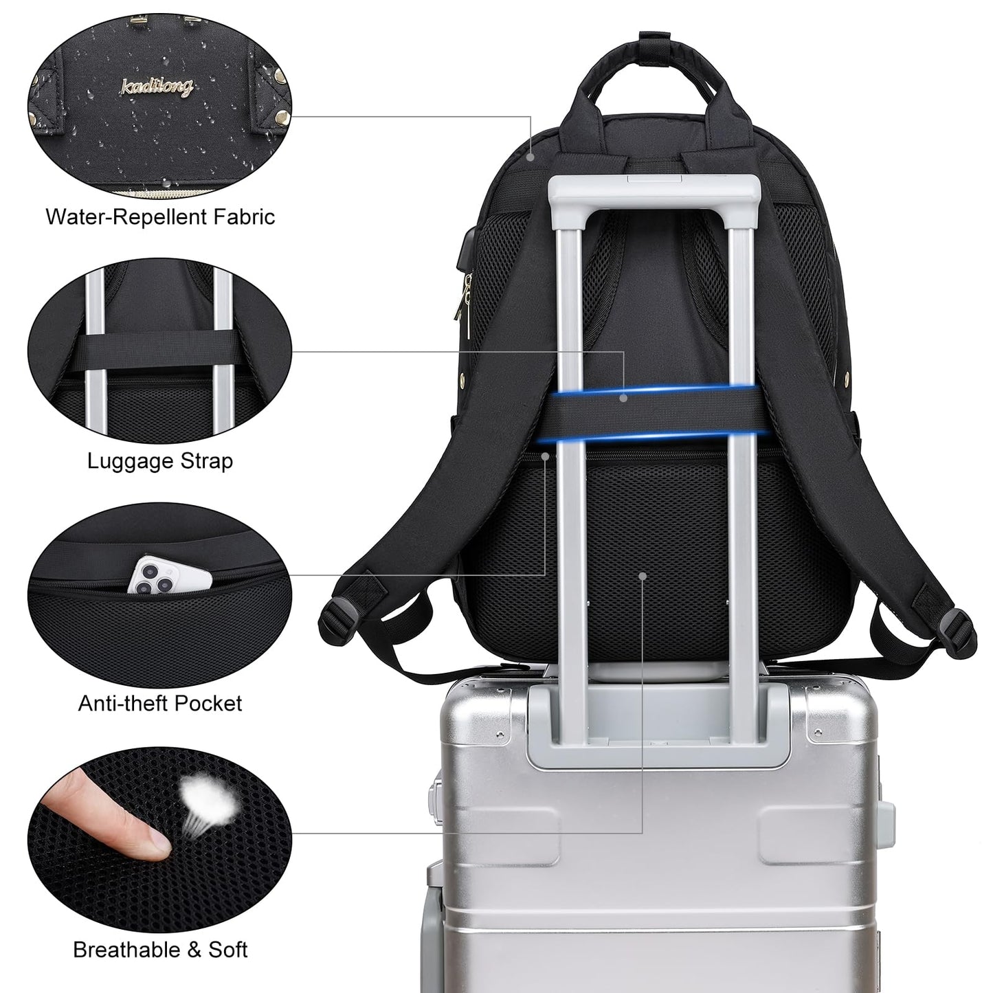 kadilong Knitting Bag Crochet Backpack for Crocheters,Yarn Organizer Storage for Knitters Travel,Large Capacity Crochet Bag Yarn Storage Tote Bag with USB Port Knitting Gifts for Women