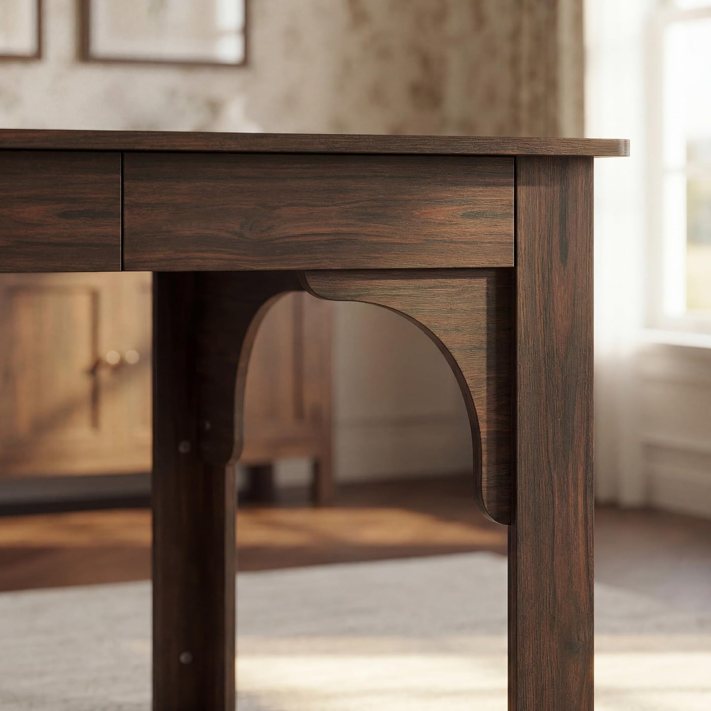 HOMSETTIE Farmhouse Dining Table for 6-8 People, 68.9" Rustic Kitchen Table with 6 Drawers, Long Rectangle Dinner Table with Wood Grain for Dining Room, Brown
