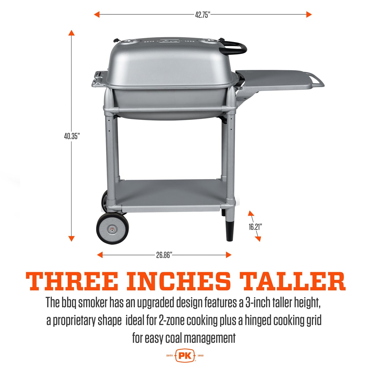 PK Grills PK300-SCX Portable Charcoal Grill and Smoker, Aluminum Outdoor BBQ Grill, Portable Grill for Camping, Backyard Grilling, Park, Tailgating, Silver