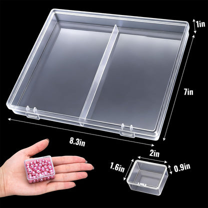 Prygew 4 Pack Bead Storage Container, 64 Grids Small Clear Plastic Nail Organizer Boxes with Hinged Lid, Mini Craft Diamond Organizer Cases for DIY, Fishing Tackles, Screws and Small Parts
