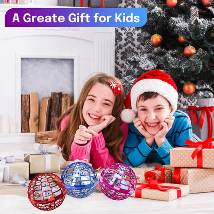 Kidsjoy Flying Ball Toys, Upgraded Rechargeable Hand Controlled Spinner 360°Rotating Built-in LED Mini Orb Drone Flying Boomerang Balls Gifts Choice for Boys Kids Adults Indoor Outdoor (Pink)