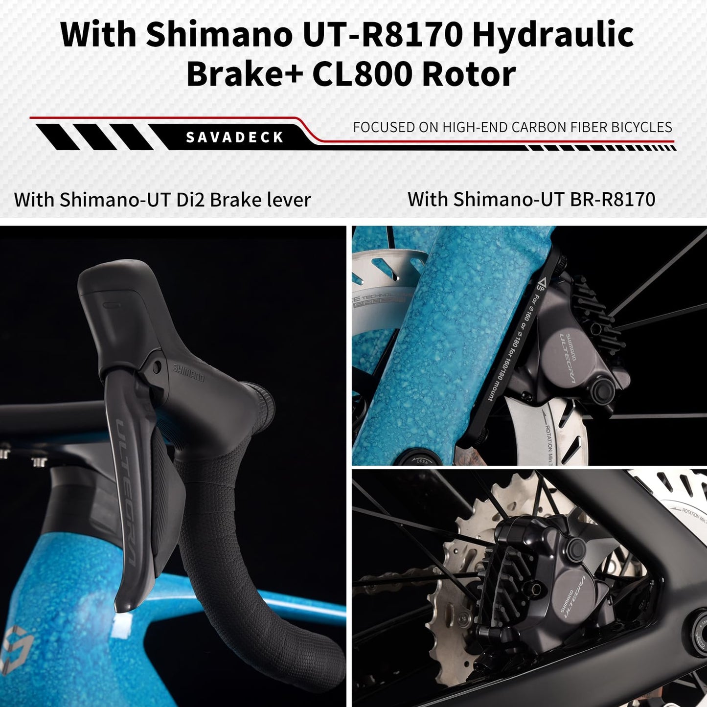 SAVADECK SLR8-Ultegra Full Carbon Road Bike with Shimano R8170 24S Set for Adults, (Wave Pattern(W45), Blue, 50cm)