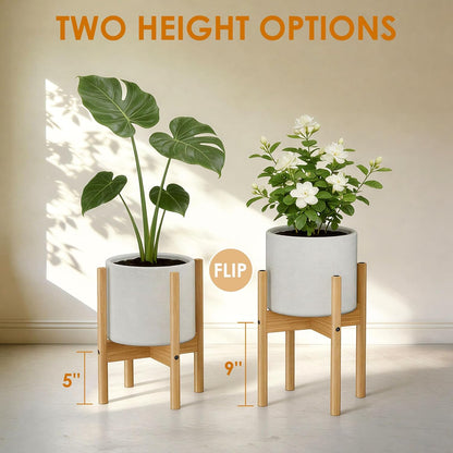 2 Pack 12 Inch ALIGADO Bamboo Plant Stands Indoor, for Up to Pots, Built to Fit Corners, Sturdy & Stable Design