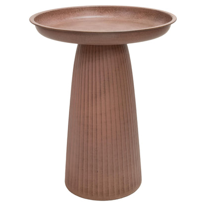 Sunnydaze Gleeful Garden 23" Iron Pedestal Bird Bath for Outside - Modern Shallow Basin Birdbath for Outdoors with UV-Protected Rust-Resistant Finish for Patio, Garden, Yard Decor - Matte Canyon Clay