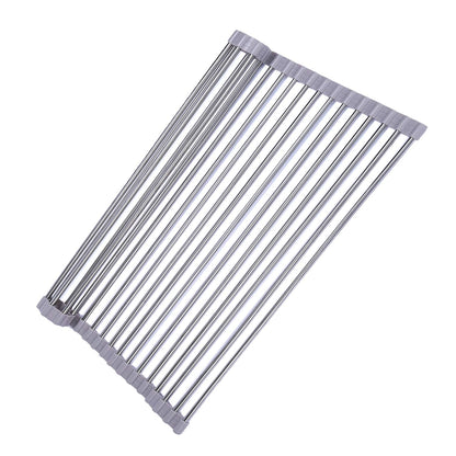 Ahyuan Roll up Dish Drying Rack Over The Sink Kitchen Roll up Sink Drying Rack Portable Dish Drainer Foldable Dish Drying Rack (Warm Gray, 17.8''X17'')