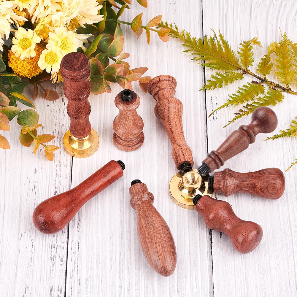 CRASPIRE 8 Pieces Wax Seal Stamp Handles Universal Thread Head Wooden Handle for Wax Seal Stamp Head Replacement