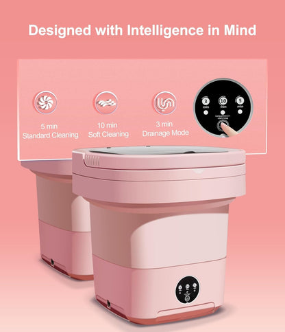 Mini Washing Machine 11L, Portable Washer with 3 Modes for Deep Cleaning Underwear, Baby Clothes, or Socks (Pink)