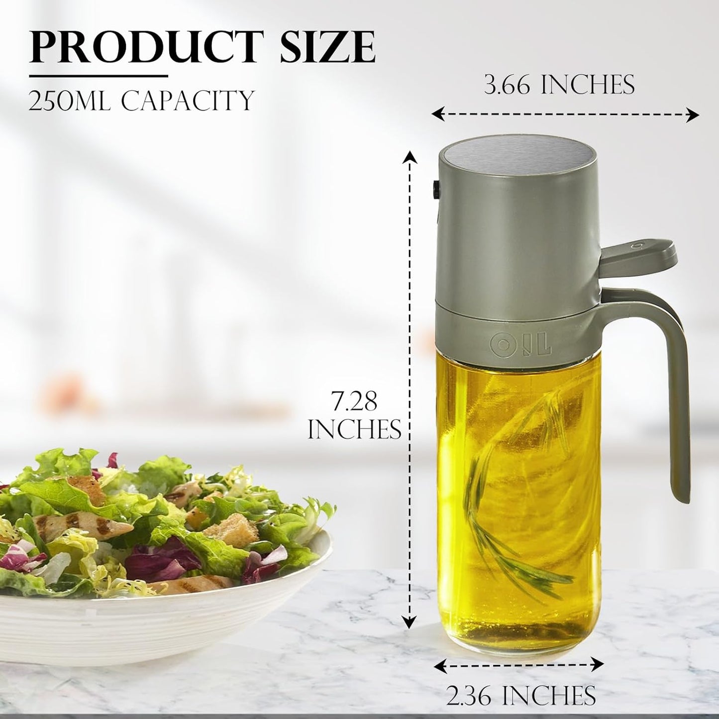 250ml/8.3oz KITEXPERT Olive Oil Sprayer for Cooking - Versatile Olive Oil Spray Bottle for Cooking - Oil Spritzer