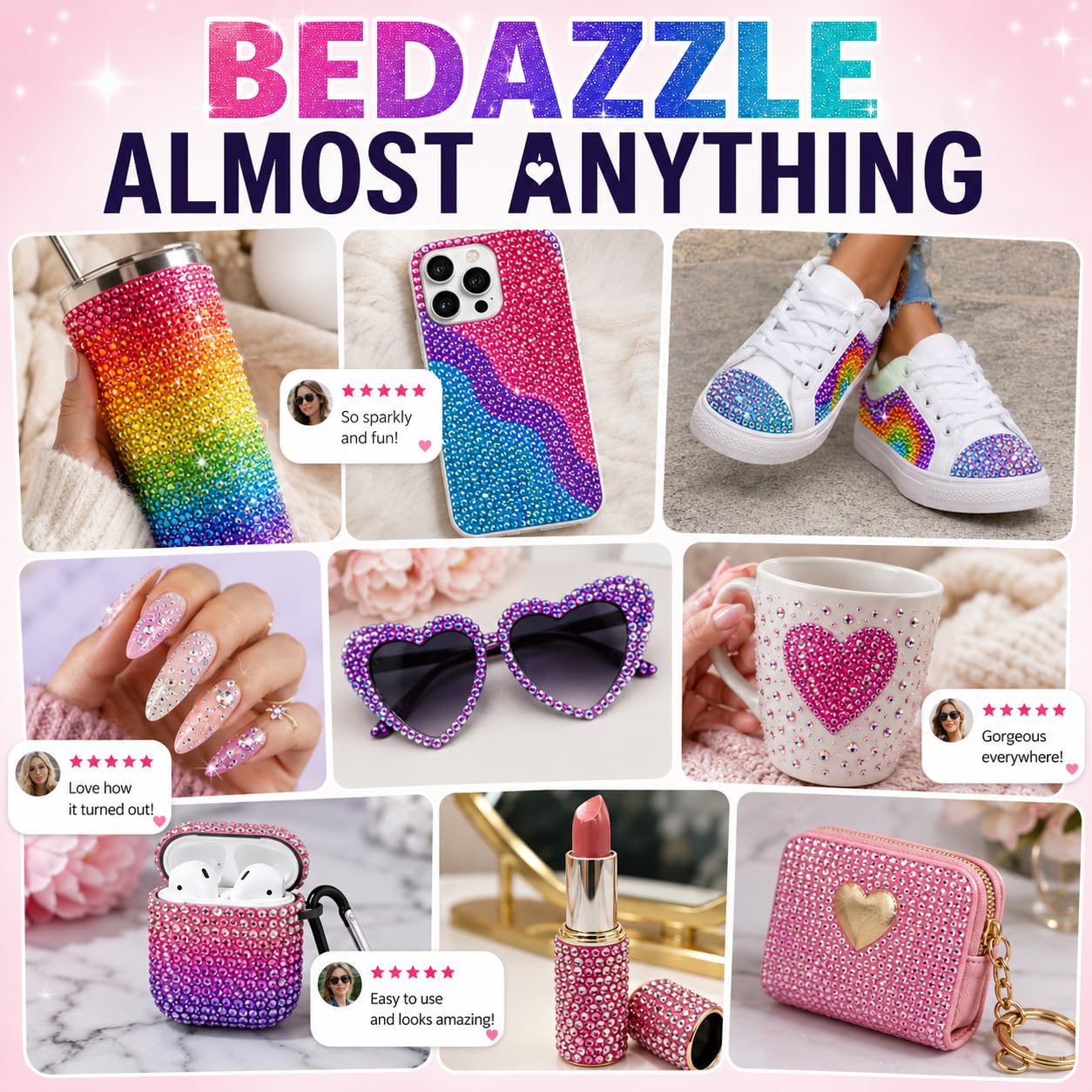 Bluvarionix Bedazzling Kit, 40000Pcs 40 Colors Jelly Rhinestones for Bedazzling, 3mm Resin Flatback Gems, Bedazzler Kit with Rhinestones and 3Pcs B7000 Glue for DIY Crafts, Nails, Tumblers