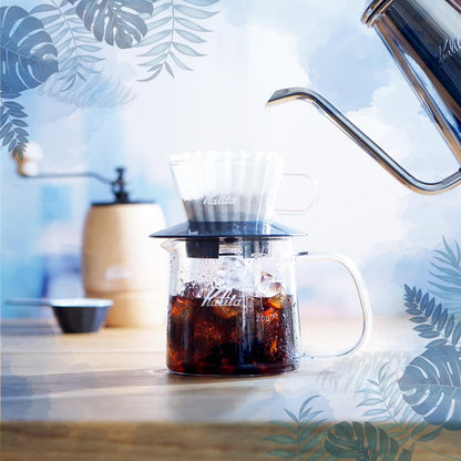 Kalita Wave Pour Over Coffee Dripper, Size 185, Makes 16-26oz, Single Cup Maker, Heat-Resistant Glass, Patented & Portable,black