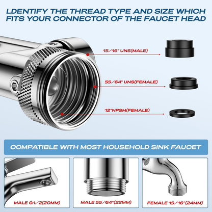 1080° Rotating Faucet Extender, Brass Faucet Multi-functional Spray Nozzle Extender, Universal 36° Rotating Mechanical Arm Bathroom Faucet Extender, Kitchen Extend Filter, 2 Modes Spray
