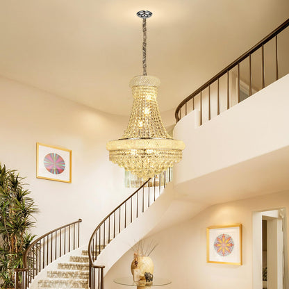 Gifarich Crystal Chandeliers for Dining Room Light Fixture,Empire Style K9 Crystal Chandeliers for Entryway,12 Lights Chrome Luxury Lighting Fixtures for Living Room Stairway Bedroom Foyer D22 Inch